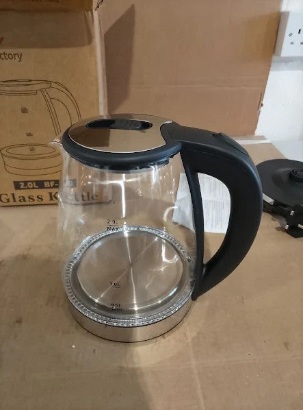 Bargain Factory Electric Kettle Glass 2L 1800W Fast Boil BPA Free Quiet New