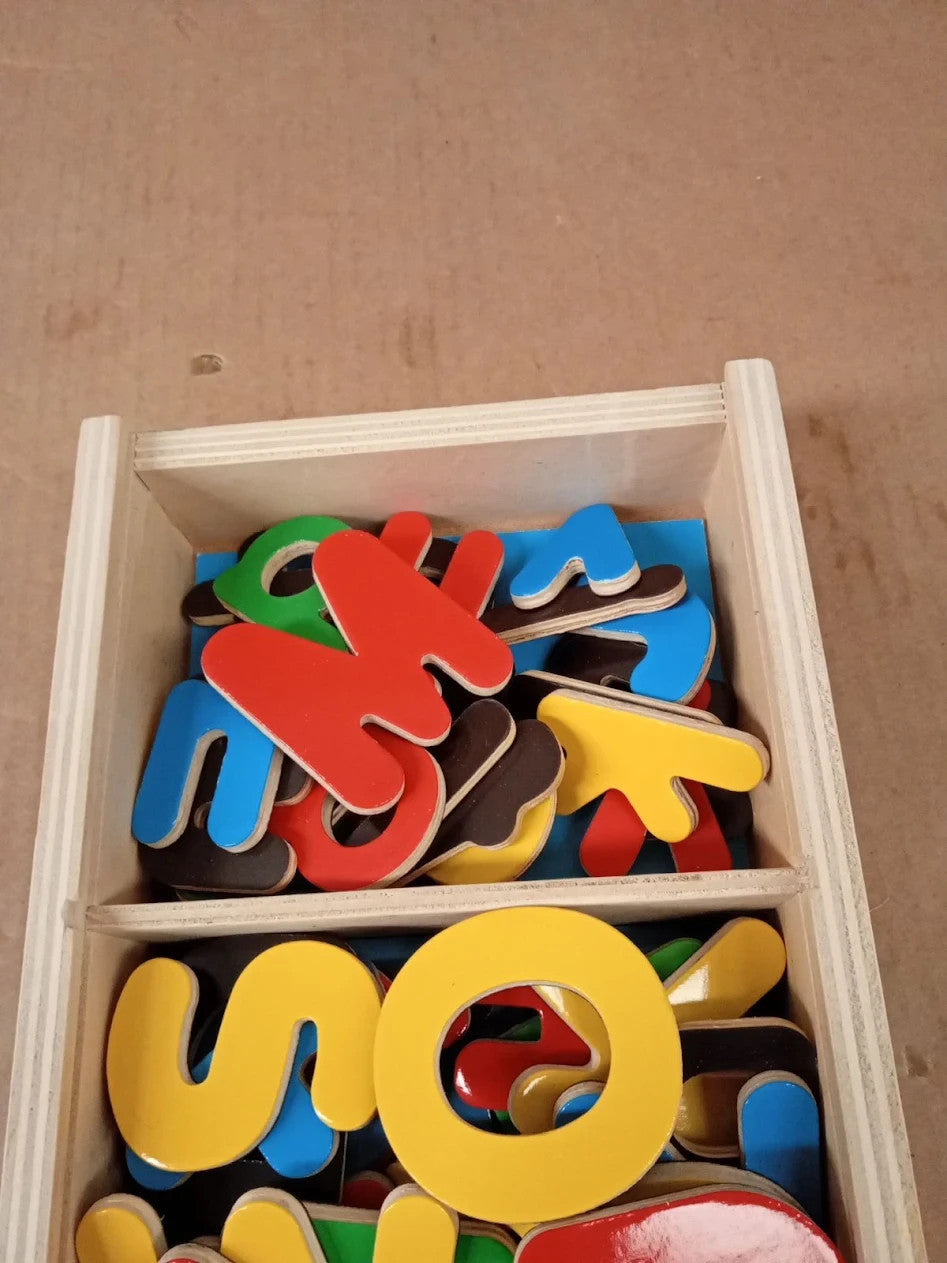 Melissa & Doug 52 Wooden Alphabet Magnets Box Uppercase Lowercase Letters Age 3+