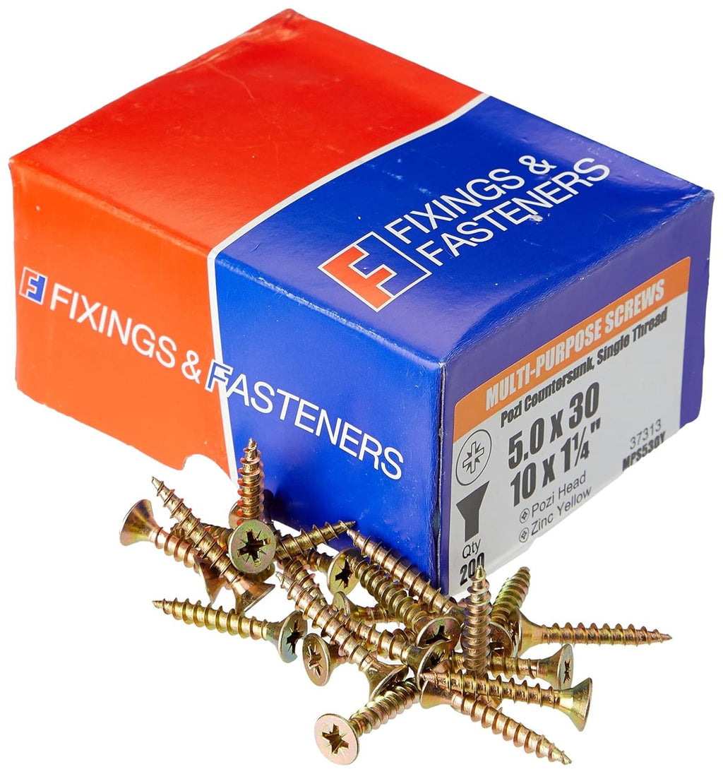 ForgeFix Multi Purpose Single Thread Screws 5.0x30mm Zinc Yellow Passivate New
