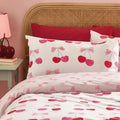 Catherine Lansfield Cherries Double Duvet Cover 200x200cm Pillowcases 50x75cm