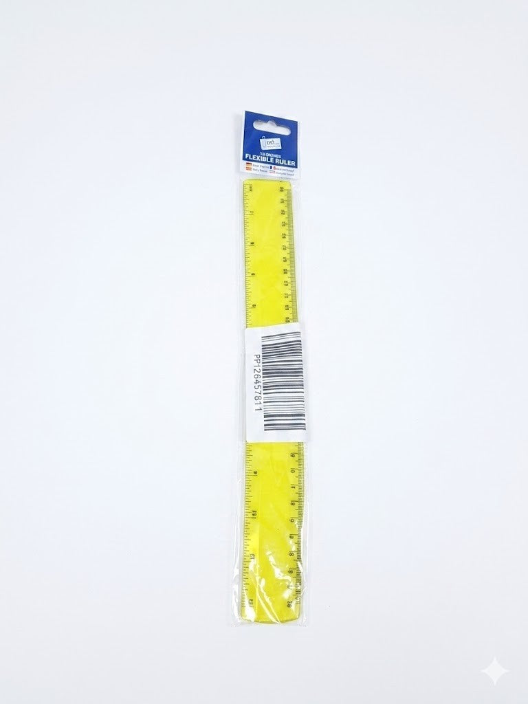 Tallon 12" Transparent Flexible Bendy Ruler School Office Work Supply Yellow New