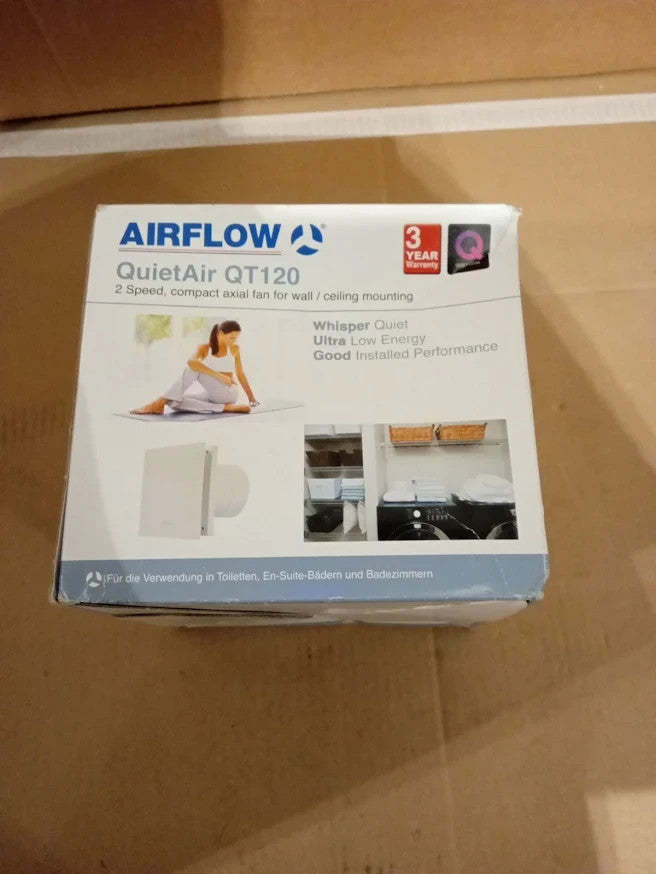 Airflow QT120B Extractor Fan 120mm Quiet Bathroom Ventilation 47L/s Design New