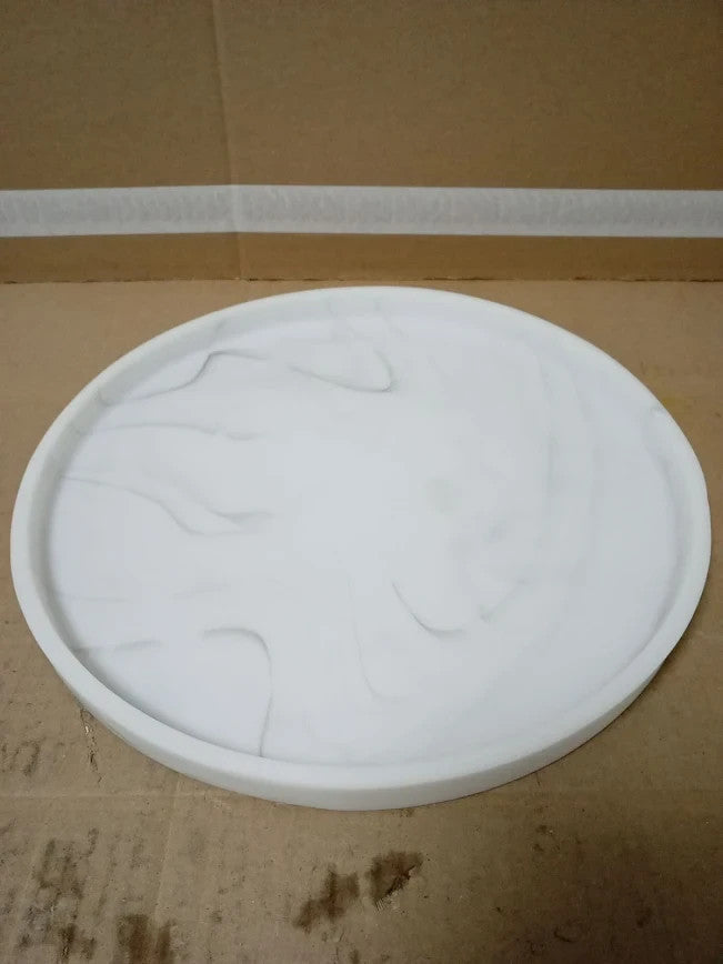 Luxspire Marble White Round Vanity Tray Organiser Resin 10.63x10.63x0.87in New
