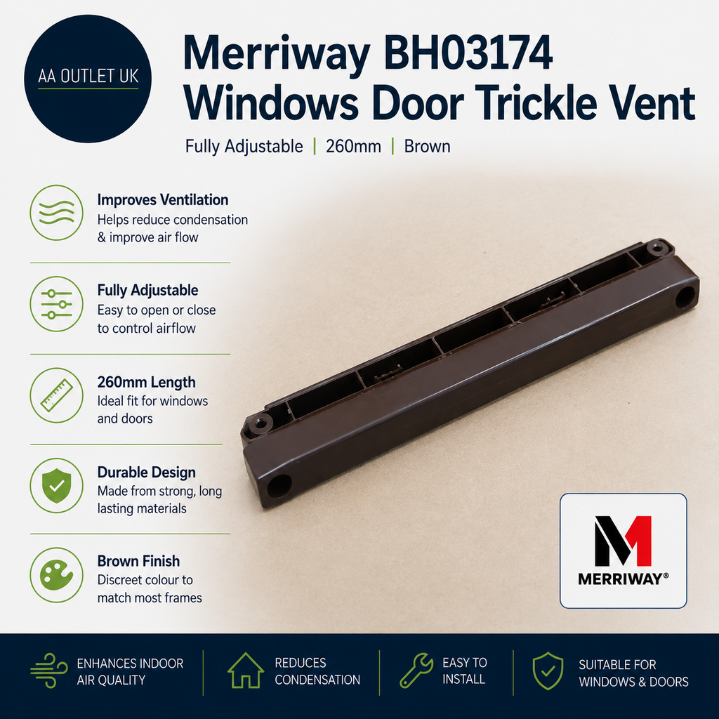 Merriway BH03174 Windows Door Fully Adjustable Trickle Vent 260mm Brown New