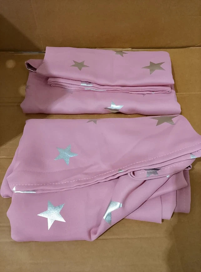 Deconovo Pink Curtains Thermal Insulated Star Printed Blackout 52x63in New