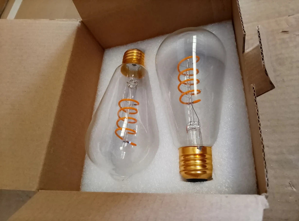 Terafeels 2Pack E27 Vintage LED Light Bulbs ST64 4W Spiral Filament Warm New