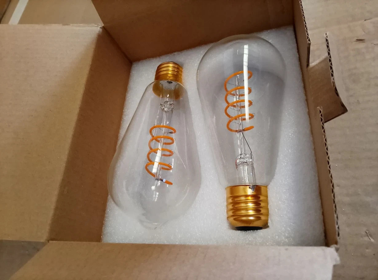 Terafeels 2Pack E27 Vintage LED Light Bulbs ST64 4W Spiral Filament Warm New