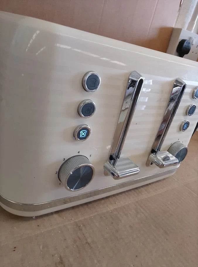 Breville Zen 4 Slice Toaster With High Lift Wide Slots Cream Silver Chrome