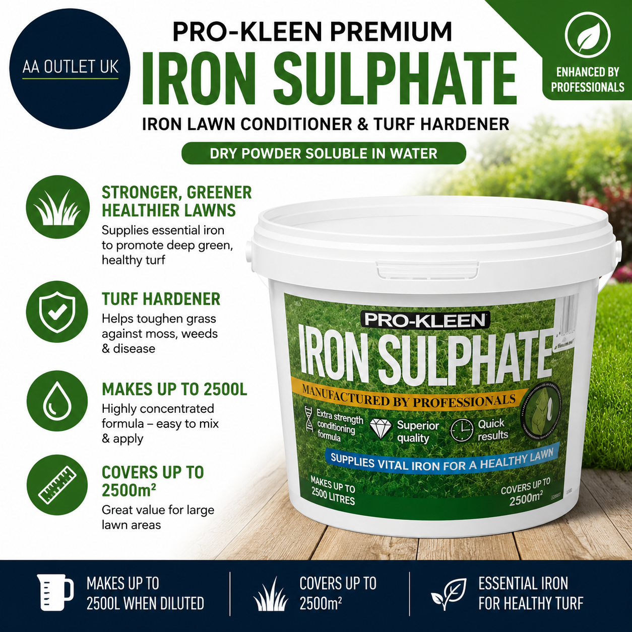 Pro Kleen Premium Iron Sulphate Makes Up To 2500L When Diluted Covers To 2500m2