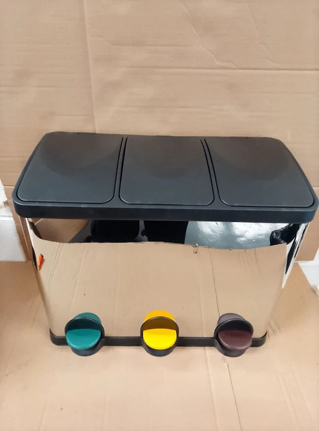 Habitat Triple Compartment Recycling Bin 45 Litre Kitchen Waste Storage New