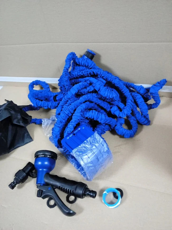 Zenmos 100ft Expandable Garden Hose Pipe 8 Function Spray Nozzle Flexible Blue