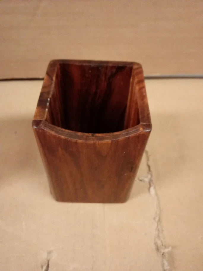 Shopukasa 2pc Wood Pen Pencil Holder Stand Multi Purpose Natural Wood New