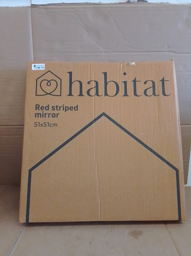 Habitat Striped Red Resin Square Wall Mirror 51x51cm Decorative Home Mirror