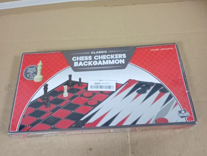 Goliath Classic Chess Checkers Backgammon Triple Pack Family Board Game New