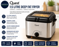 Quest 34250 1.5L Deep Fat Fryer Compact Stainless Steel 900W Secure Lid Cover