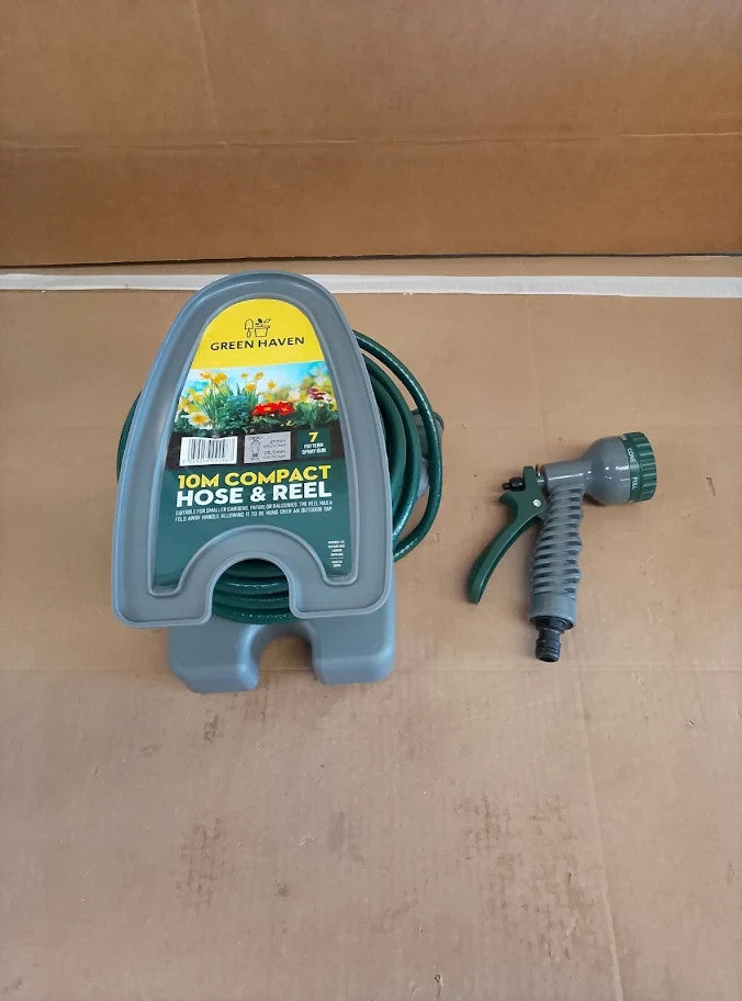 Green Haven Garden Hose Pipe Reel 10m 32ft Lightweight Compact For Garden New