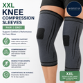 XXL Knee Compression Sleeves Pair Grey Support Brace Sports Running Gym New