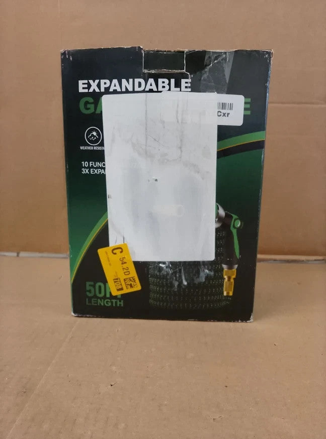 50FT Expandable Garden Hose Pipe Flexible No Kink Spray Nozzle Set Green Design
