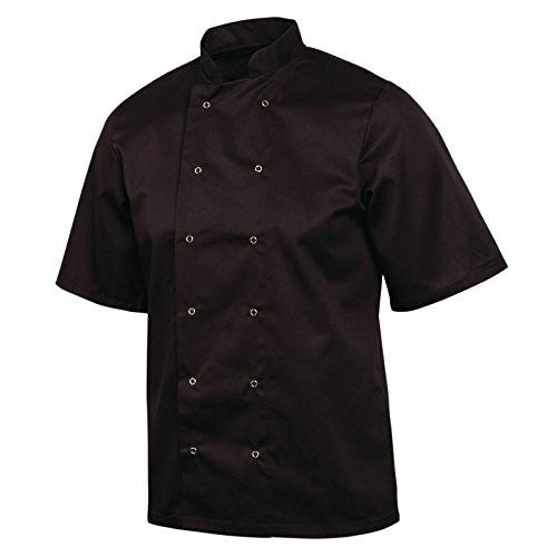 Whites Vegas Unisex Chef Jacket Short Sleeve Black L 44-46in Polycotton A439 New