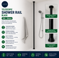 HomeTelescopic Shower Rail Black 1020x41cm Extends 105cm To 194cm