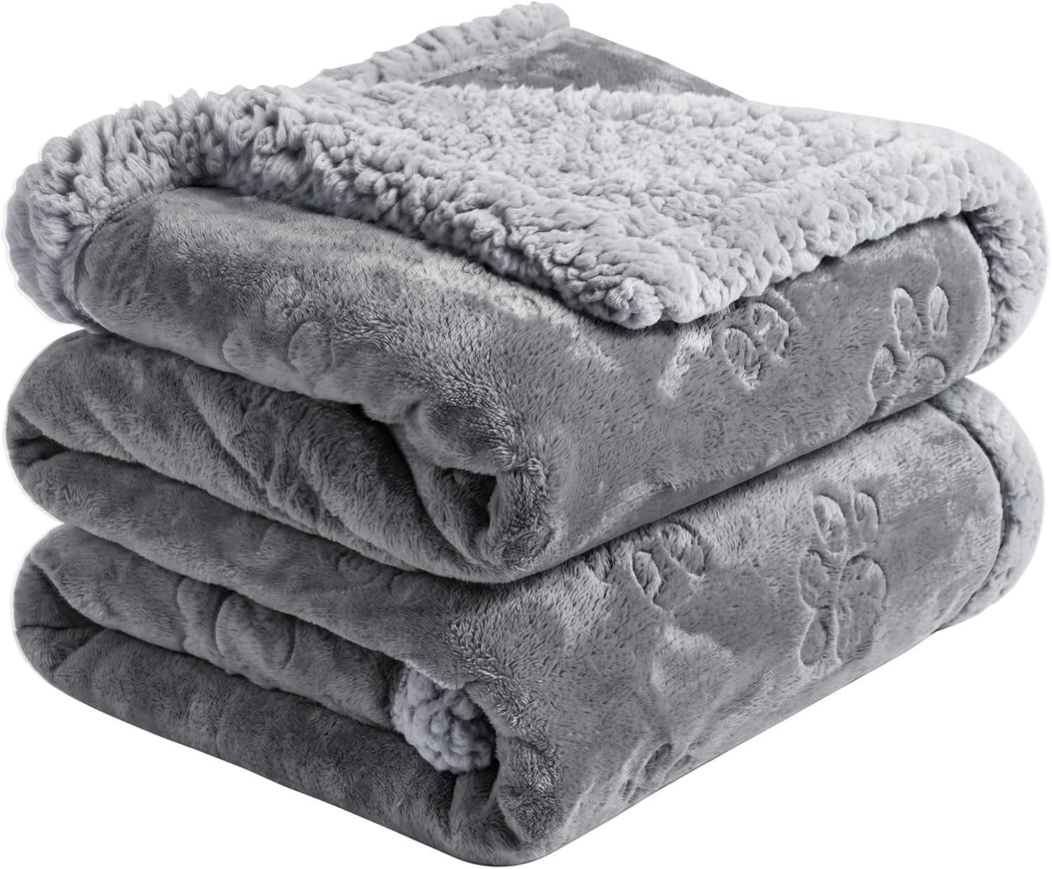 Pettom Waterproof Dog Blanket Sherpa Fleece Washable 100x70cm Paw Print New