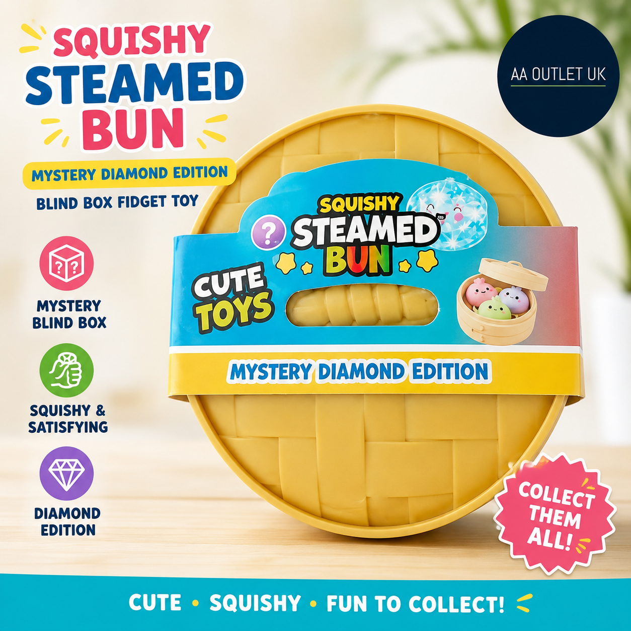 Cute Toys Squishy Steamed Bun Mystery Diamond Edition Blind Box Fidget New