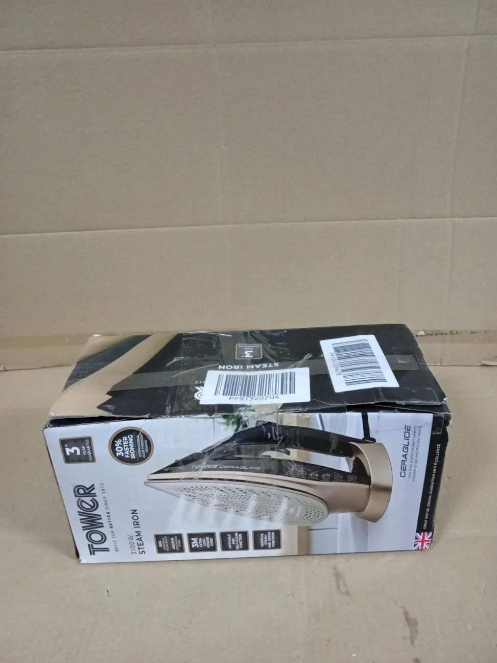 Tower T22021GLD Ceraglide Steam Iron Fast Heat Up Long Power Cord 3100W New