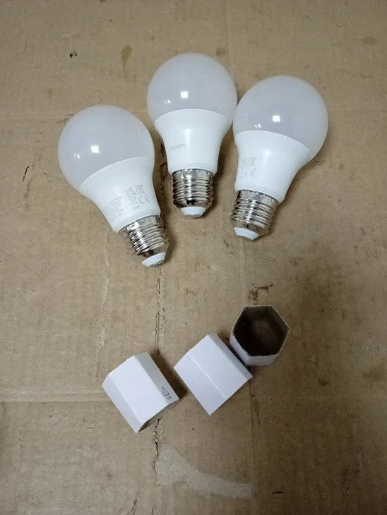 Philips Frosted A60 Light Bulb 3 Pack Warm White 2700K E27 Edison Screw