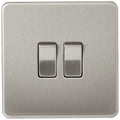 Knightsbridge SF3000BC Screwless 10A 2 Gang 2 Way Switch Brushed Chrome New