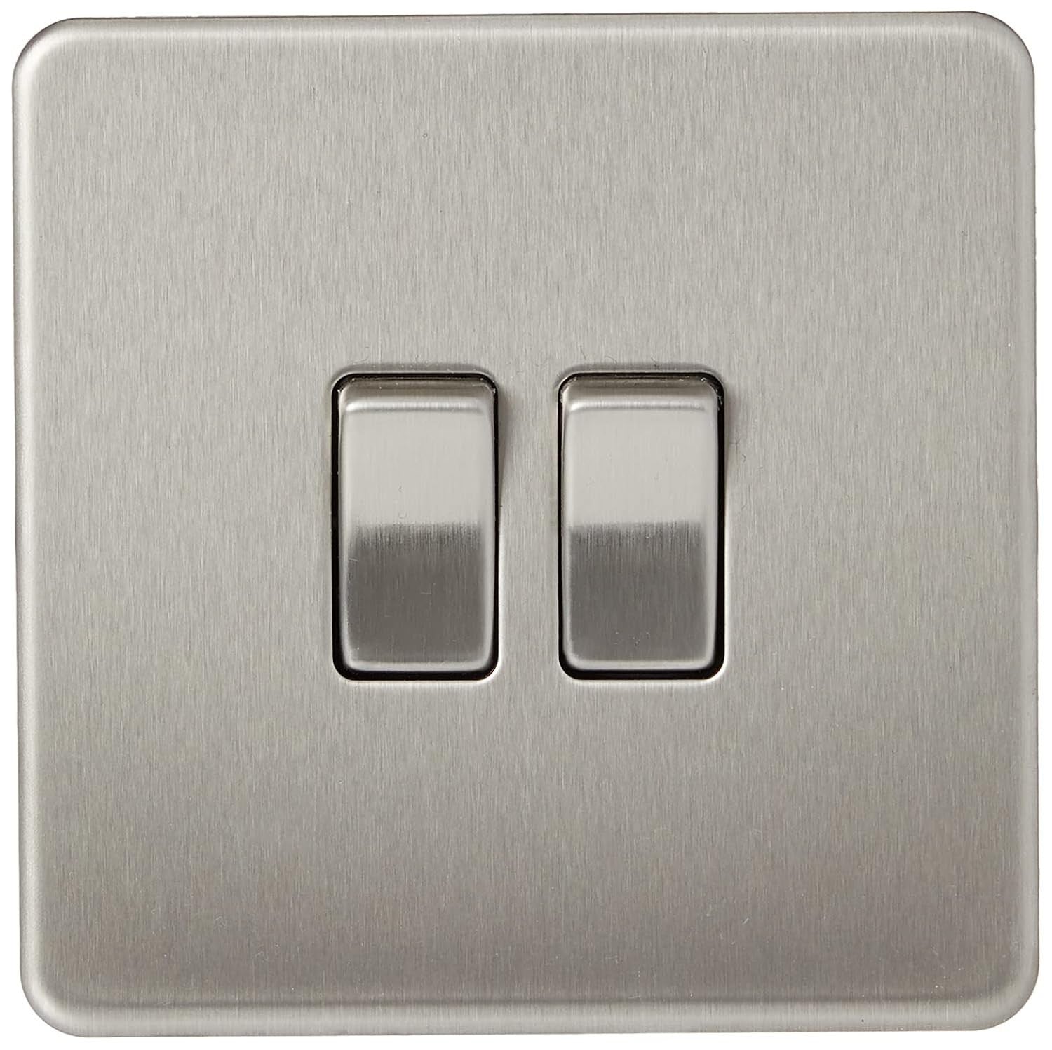 Knightsbridge SF3000BC Screwless 10A 2 Gang 2 Way Switch Brushed Chrome New