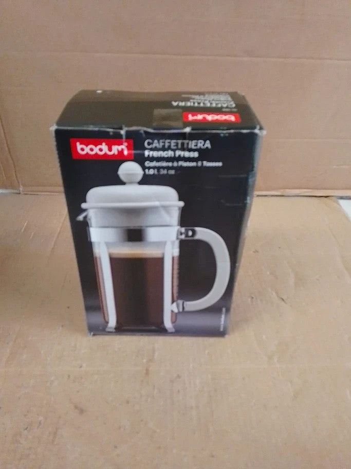 Bodum French Press Caffettiera Black 1L 8 Cup Coffee Maker Durable Glass