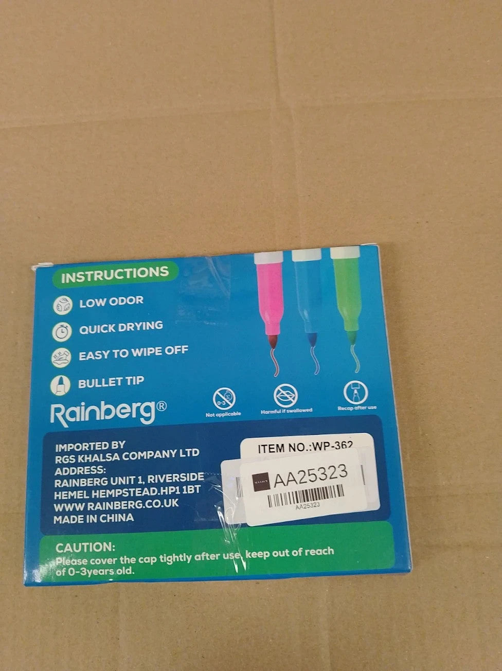 Rainberg Dry Erase Marker Pens 12 Pack Assorted Colours 3mm Fine Tip New