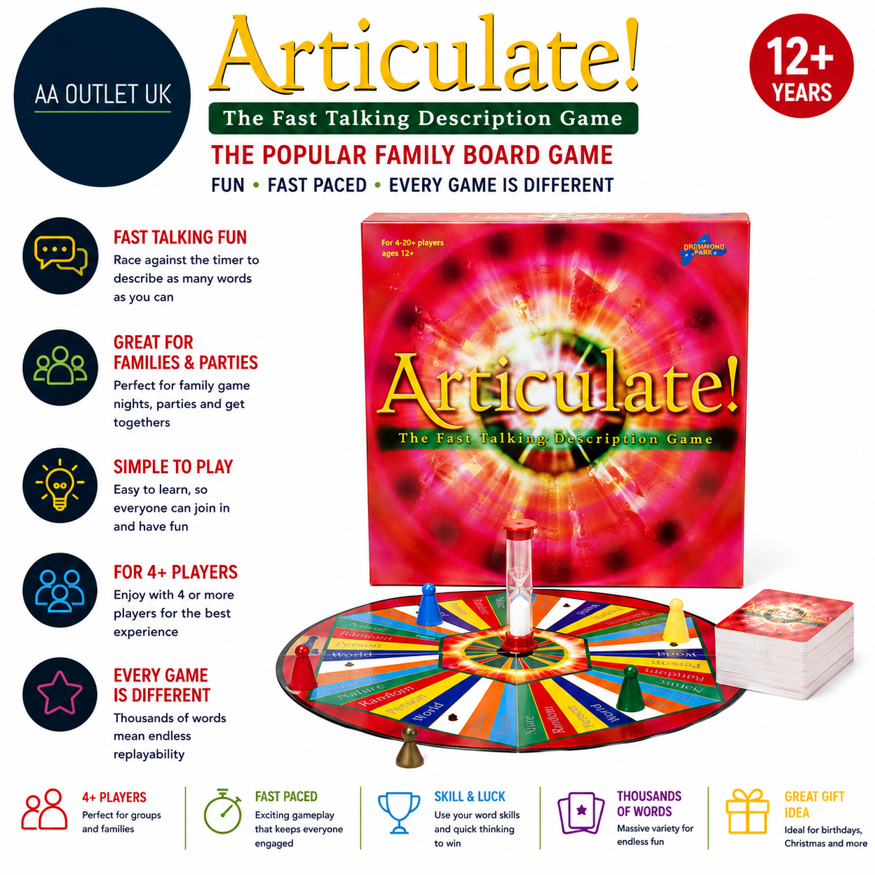 Drumond Park Articulate Family Board Game Fast Talking Party Game 12+ Modern