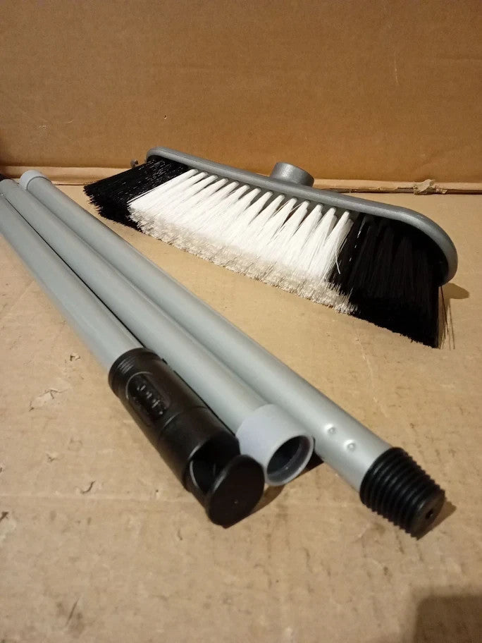 Addis Indoor Plastic Sweeping Broom Soft Nylon Bristles 3pc Easy Assemble New