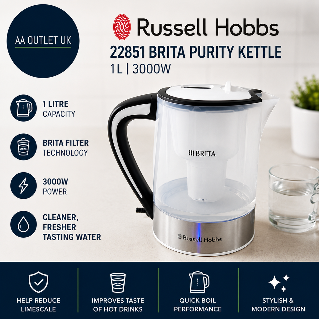 Russell Hobbs 22851 Brita Purity Kettle 1L Capacity 3000W Transparent