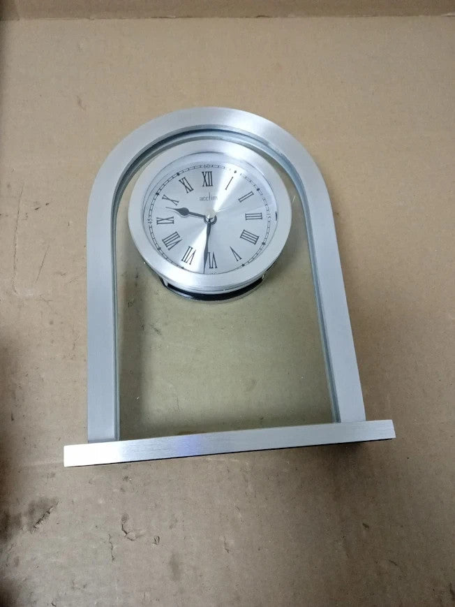 Acctim 36757 Bathgate Glass Pendulum Mantel Clock Analog Modern Silver