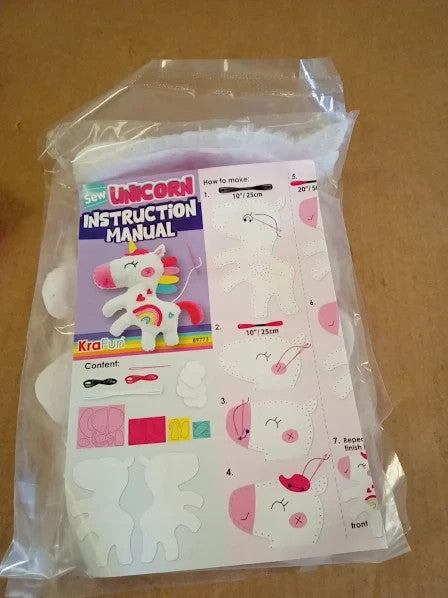 Krafun Unicorn Sewing Kit Kids Beginner Craft Set Unicorn 1.97x9.06x5.12 7+ New