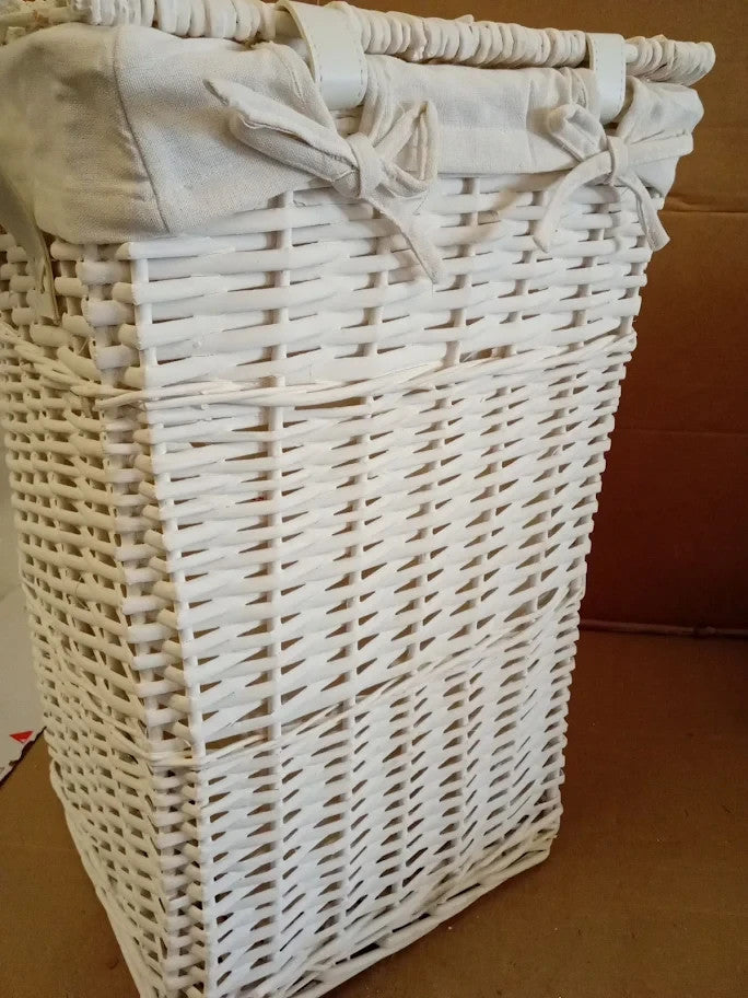Argos Home 68Litre Willow Laundry Basket Wicker Frame White 56x35x35cm