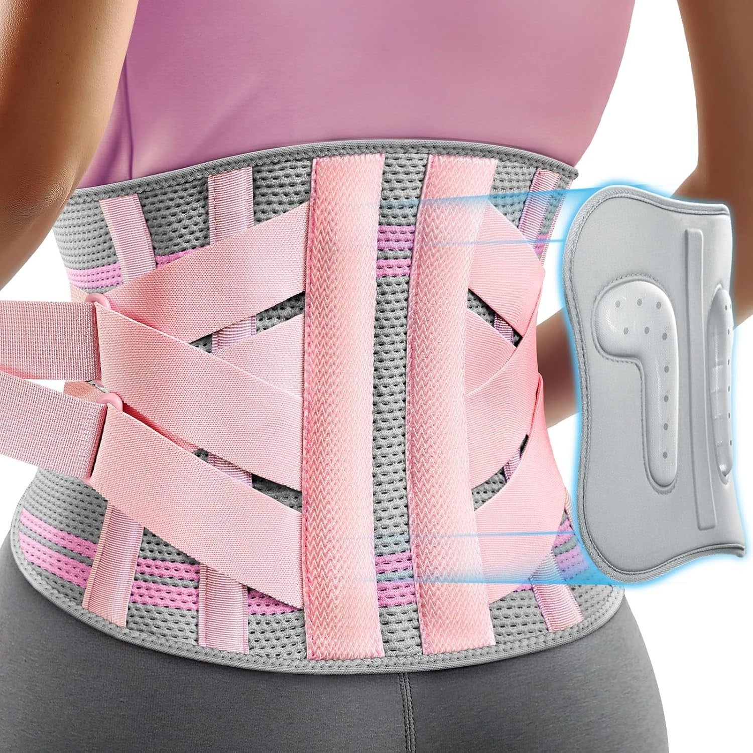 Rakiie Back Brace Lower Back Pain Breathable Mesh Design Women Purple Medium New
