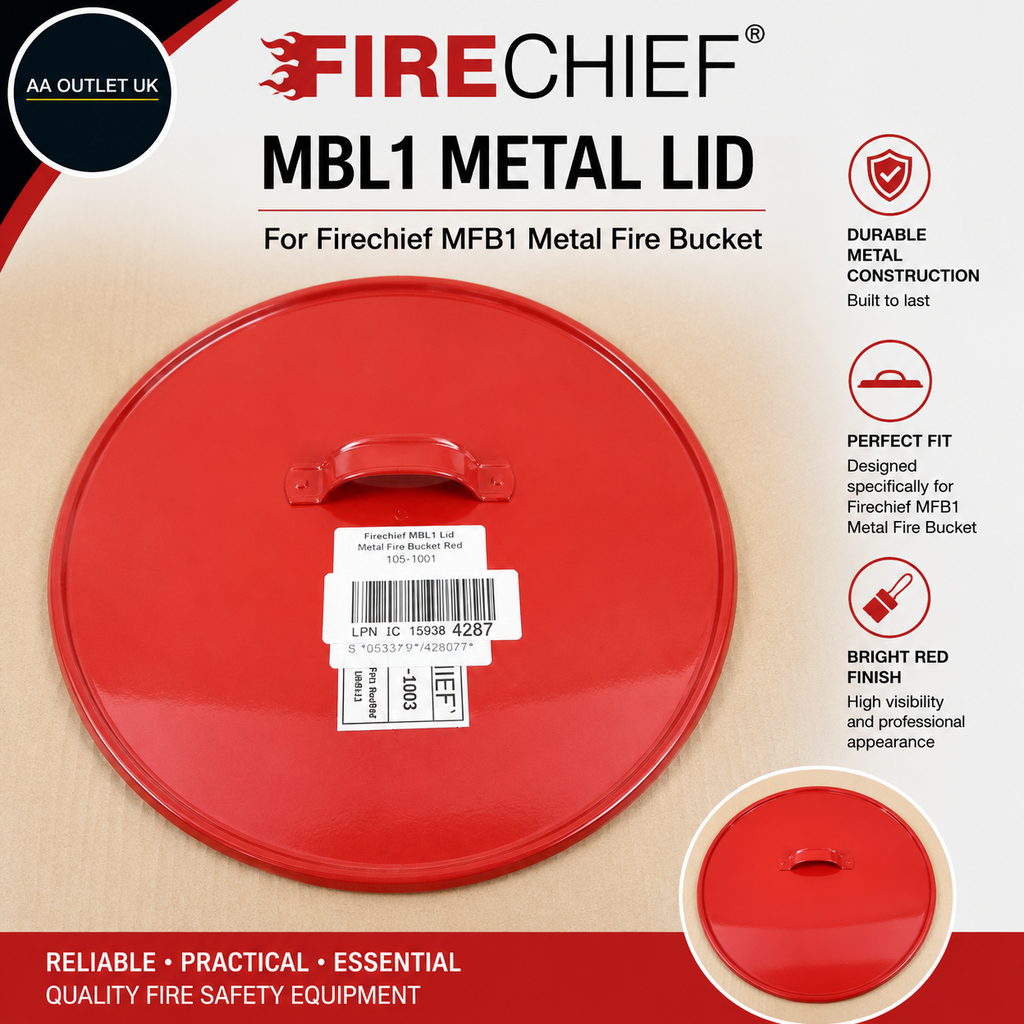 Firechief MBL1 Metal Lid Fire Bucket Red 31.3x31.3x4.6cm