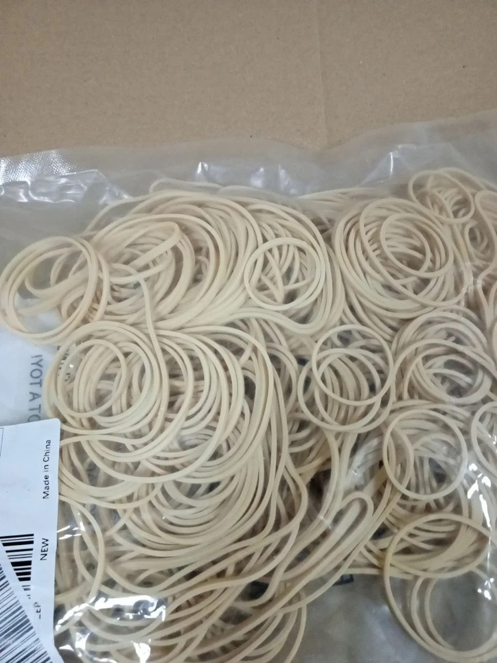 AOUOU Rubber Bands Assorted 4 Sizes Beige Net Weight 190g Elastic New