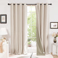 Deconovo Total Blackout Eyelet Curtains Faux Linen Khaki 66x72in Pair Design New