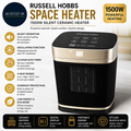 Russell Hobbs Space Heater Black Gold 1500w Silent Portable Oscillating Ceramic