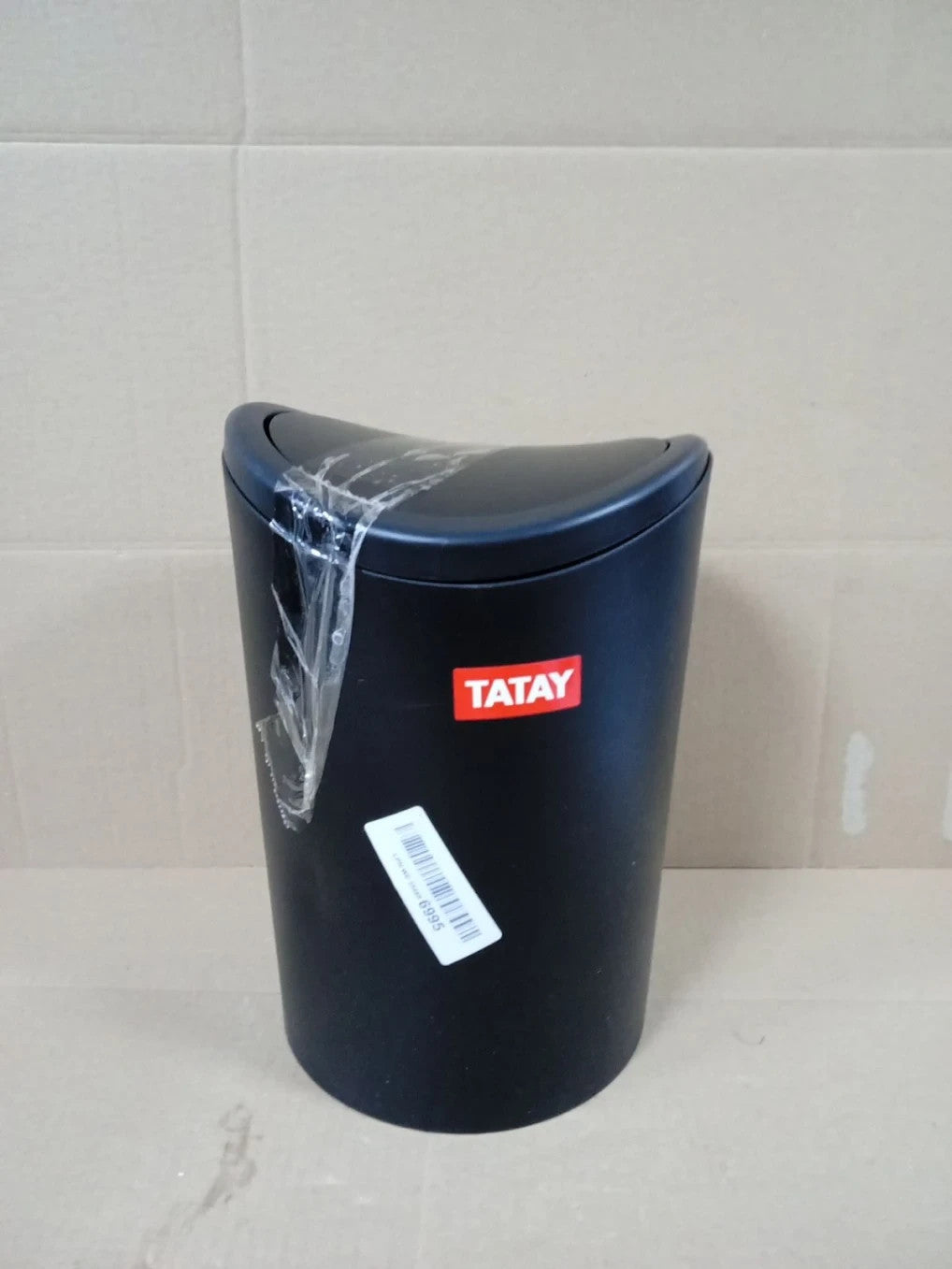 TATAY Bathroom Bin 19x19x28cm Swing Lid Modern Functional Design 6L Black