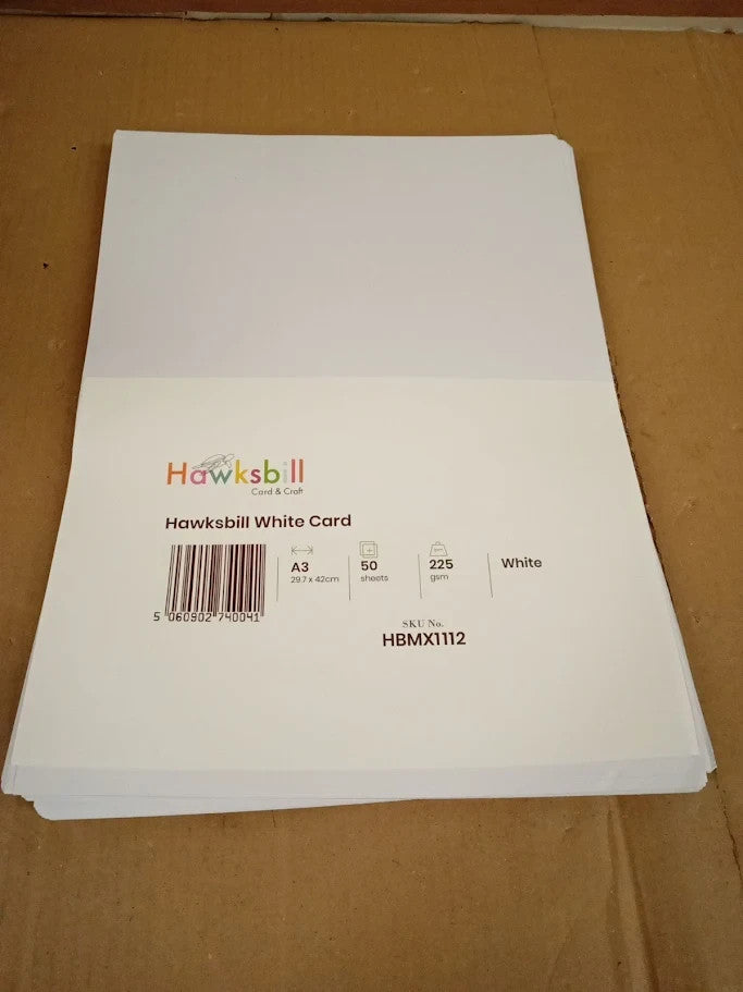 Hawksbill 225GSM A3 White Card Stock 50 Pack Premium Smooth Thick Cardstock New
