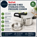 Tefal Secure 5 Neo Stainless Steel Pressure Cooker 6L Induction P2530738