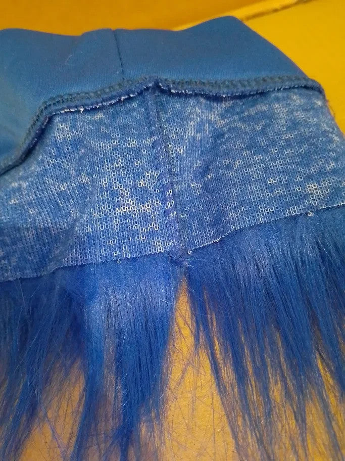 Novelty Placr Blue Hairy Costume Headband Fun Fuzzy Crazy Hair Wig Troll New