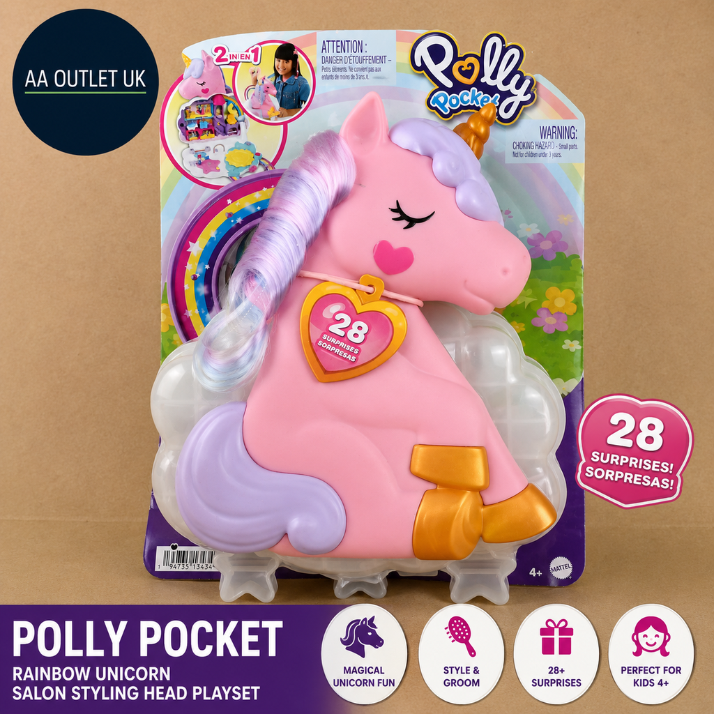 Polly Pocket Mini Toys Rainbow Unicorn Salon Styling Head Playset HMX18