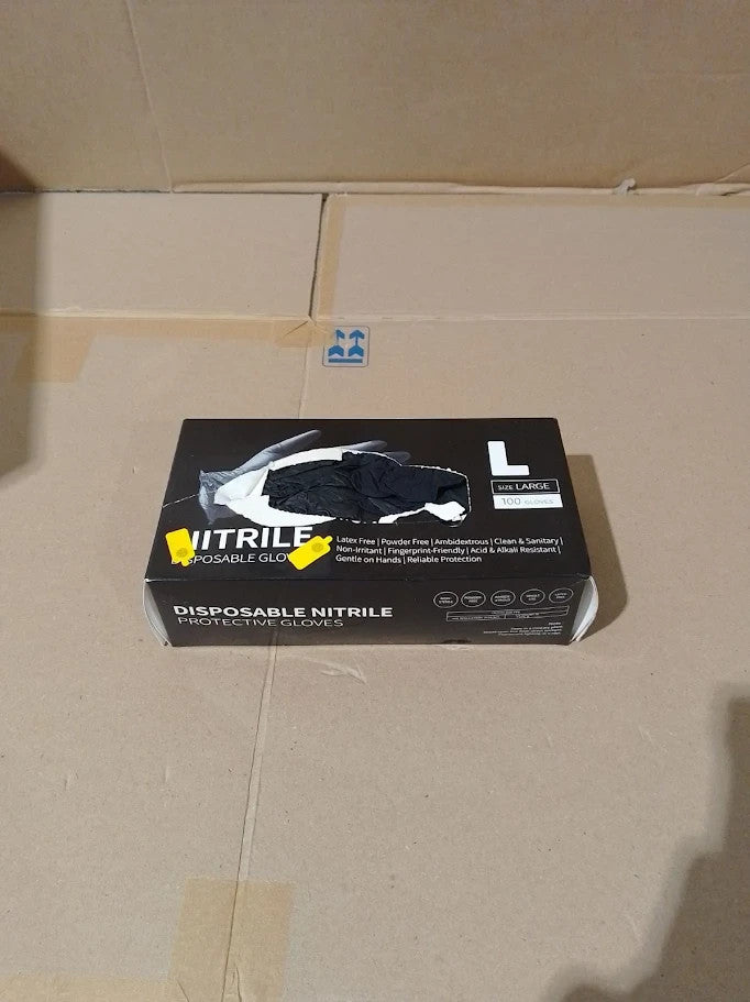 Real Touch Black Nitrile Multi Purpose Disposable Gloves Powder Free Large New