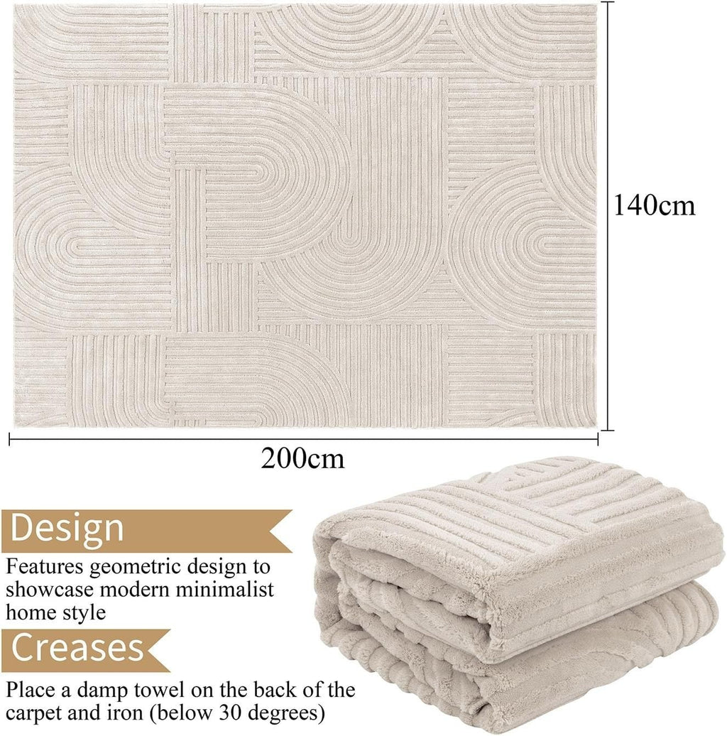 SHACOS Large Fluffy Washable Rug 140x200cm Soft Anti Slip Living Room Carpet New